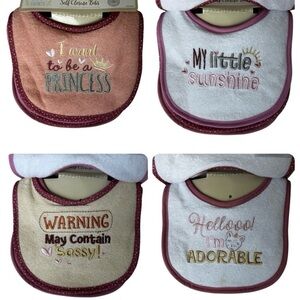 NWT 0+ mo Terry Cloth Baby Bib Set of 4